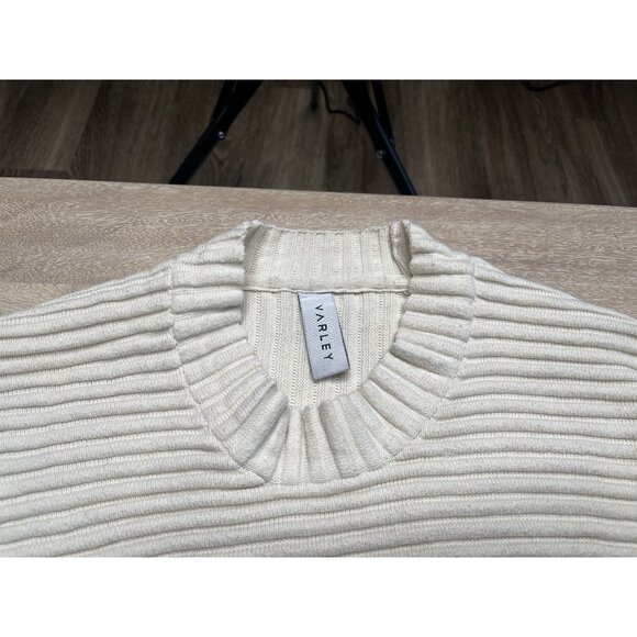 Varley Cream Ribbed Crew Neck Sweater - Picture 4 of 9